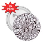 Henna Line Art Clipart 2.25  Buttons (10 pack)  Front