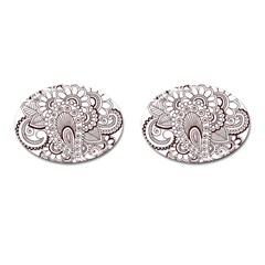 Henna Line Art Clipart Cufflinks (oval)