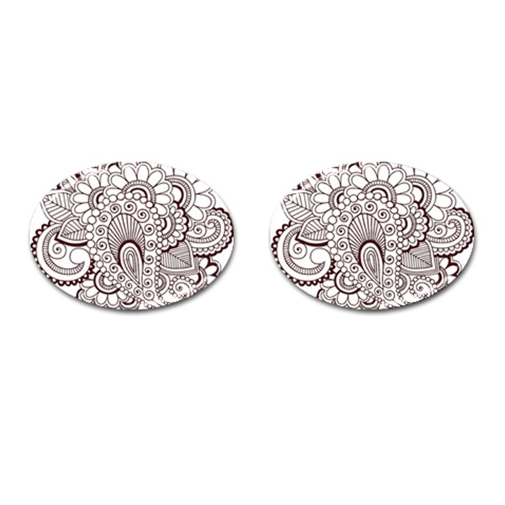 Henna Line Art Clipart Cufflinks (Oval)