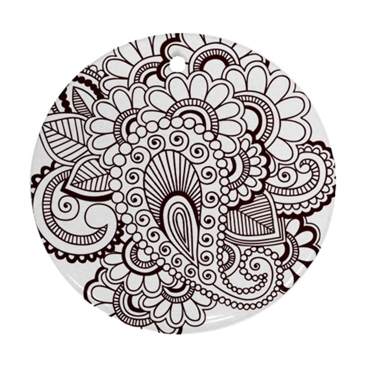 Henna Line Art Clipart Round Ornament (Two Sides)