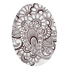 Henna Line Art Clipart Oval Ornament (Two Sides)