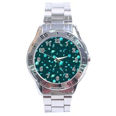 Space Pattern Stainless Steel Analogue Watch