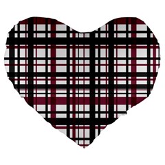 Plaid Pattern Large 19  Premium Heart Shape Cushions by ValentinaDesign