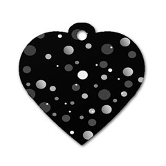 Decorative Dots Pattern Dog Tag Heart (two Sides) by ValentinaDesign