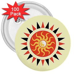 Yin Yang Sunshine 3  Buttons (100 Pack)  by linceazul