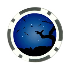 Nightscape Landscape Illustration Poker Chip Card Guard by dflcprints