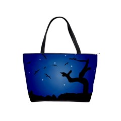 Nightscape Landscape Illustration Shoulder Handbags by dflcprints