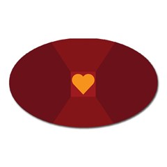 Heart Red Yellow Love Card Design Oval Magnet by Nexatart