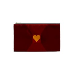 Heart Red Yellow Love Card Design Cosmetic Bag (small)  by Nexatart