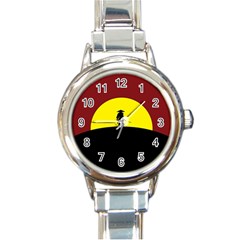 Samurai Warrior Japanese Sword Round Italian Charm Watch by Nexatart