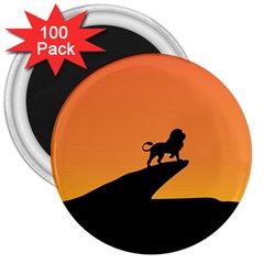 Lion Sunset Wildlife Animals King 3  Magnets (100 Pack) by Nexatart