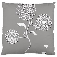 Flower Heart Plant Symbol Love Large Flano Cushion Case (two Sides) by Nexatart