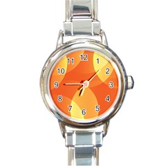 Abstract Orange Yellow Red Color Round Italian Charm Watch by Nexatart