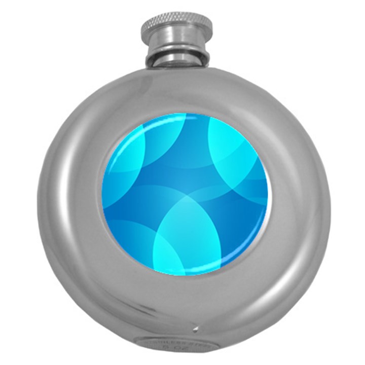 Abstract Blue Wallpaper Wave Round Hip Flask (5 oz)