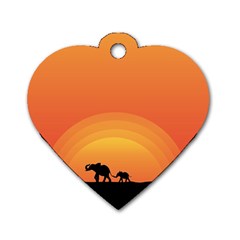 Elephant Baby Elephant Wildlife Dog Tag Heart (Two Sides)