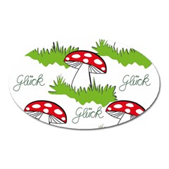 Mushroom Luck Fly Agaric Lucky Guy Oval Magnet by Nexatart