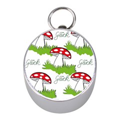 Mushroom Luck Fly Agaric Lucky Guy Mini Silver Compasses by Nexatart