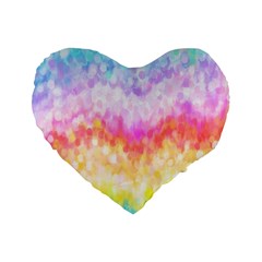 Rainbow Pontilism Background Standard 16  Premium Heart Shape Cushions by Nexatart