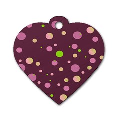 Decorative Dots Pattern Dog Tag Heart (one Side) by ValentinaDesign