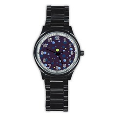 Decorative Dots Pattern Stainless Steel Round Watch by ValentinaDesign