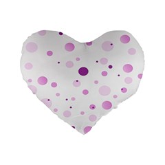 Decorative Dots Pattern Standard 16  Premium Flano Heart Shape Cushions by ValentinaDesign