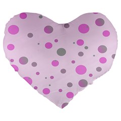 Decorative Dots Pattern Large 19  Premium Flano Heart Shape Cushions by ValentinaDesign
