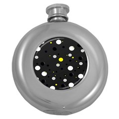 Decorative Dots Pattern Round Hip Flask (5 Oz) by ValentinaDesign