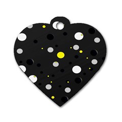 Decorative Dots Pattern Dog Tag Heart (one Side) by ValentinaDesign