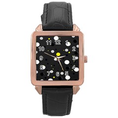 Decorative Dots Pattern Rose Gold Leather Watch  by ValentinaDesign