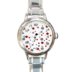Decorative Dots Pattern Round Italian Charm Watch by ValentinaDesign