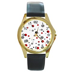 Decorative dots pattern Round Gold Metal Watch