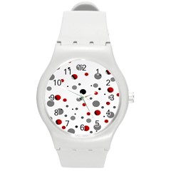 Decorative dots pattern Round Plastic Sport Watch (M)