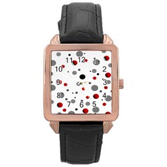 Decorative dots pattern Rose Gold Leather Watch 