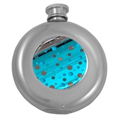 Decorative Dots Pattern Round Hip Flask (5 Oz) by ValentinaDesign