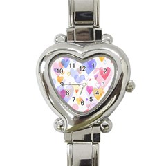 Watercolor Cute Hearts Background Heart Italian Charm Watch by TastefulDesigns