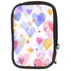 Watercolor Cute Hearts Background Compact Camera Cases