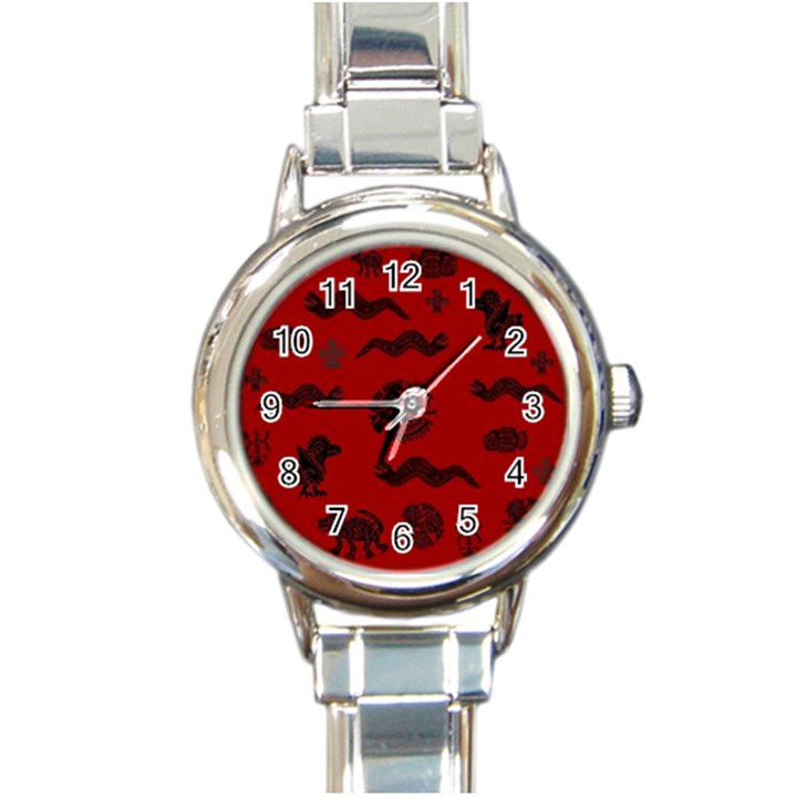 Aztecs pattern Round Italian Charm Watch