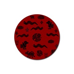 Aztecs Pattern Rubber Coaster (round)  by ValentinaDesign