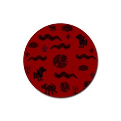Aztecs Pattern Rubber Round Coaster (4 Pack)  by ValentinaDesign
