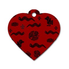 Aztecs Pattern Dog Tag Heart (two Sides) by ValentinaDesign
