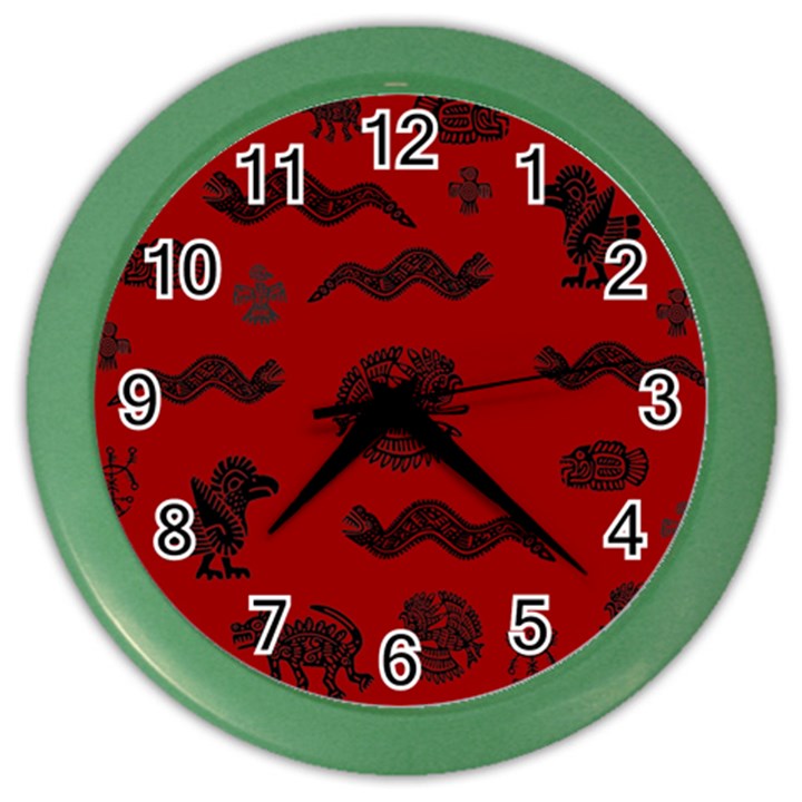 Aztecs pattern Color Wall Clocks