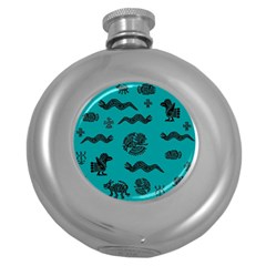 Aztecs Pattern Round Hip Flask (5 Oz) by ValentinaDesign