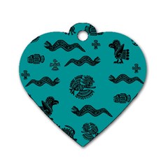 Aztecs Pattern Dog Tag Heart (two Sides) by ValentinaDesign