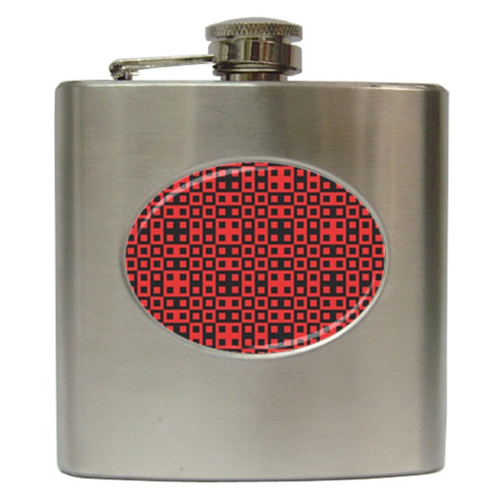 Abstract Background Red Black Hip Flask (6 oz)