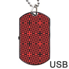 Abstract Background Red Black Dog Tag Usb Flash (one Side)