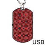 Abstract Background Red Black Dog Tag USB Flash (Two Sides) Front