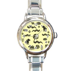 Aztecs pattern Round Italian Charm Watch