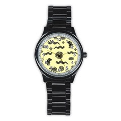 Aztecs pattern Stainless Steel Round Watch