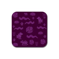 Aztecs Pattern Rubber Square Coaster (4 Pack)  by ValentinaDesign