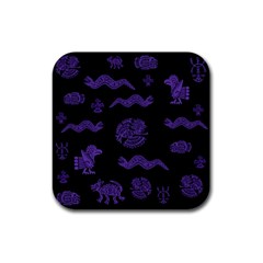 Aztecs Pattern Rubber Square Coaster (4 Pack)  by ValentinaDesign